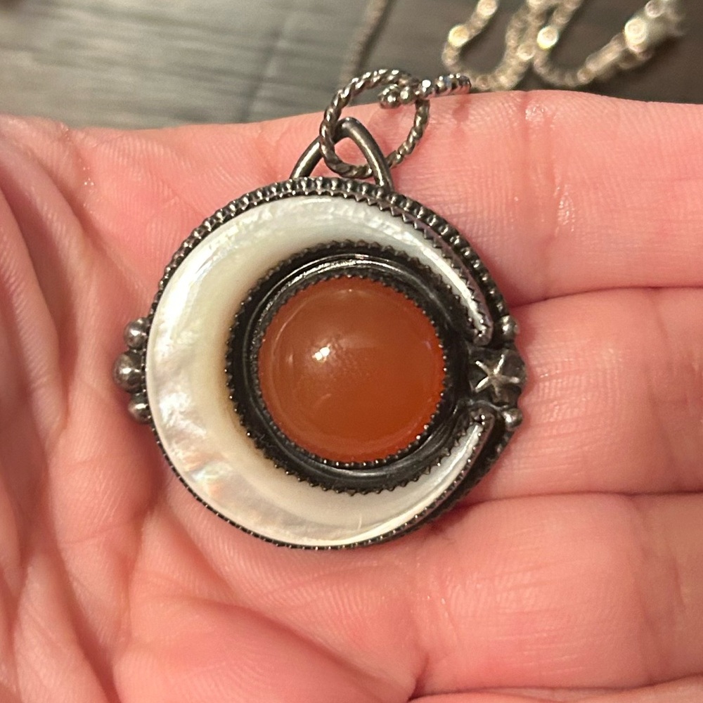 Hand made sterling moon pendant